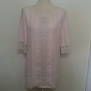 Ark & Co. cream and lace boho tunic dress size Small